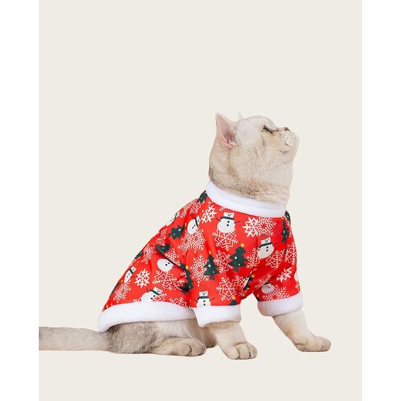 Christmas Snowflake Print Costume Dog/Cat Suit Warm Coat Animal Pet Clothes - Picture 3 of 10